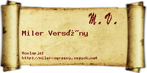 Miler Versény névjegykártya